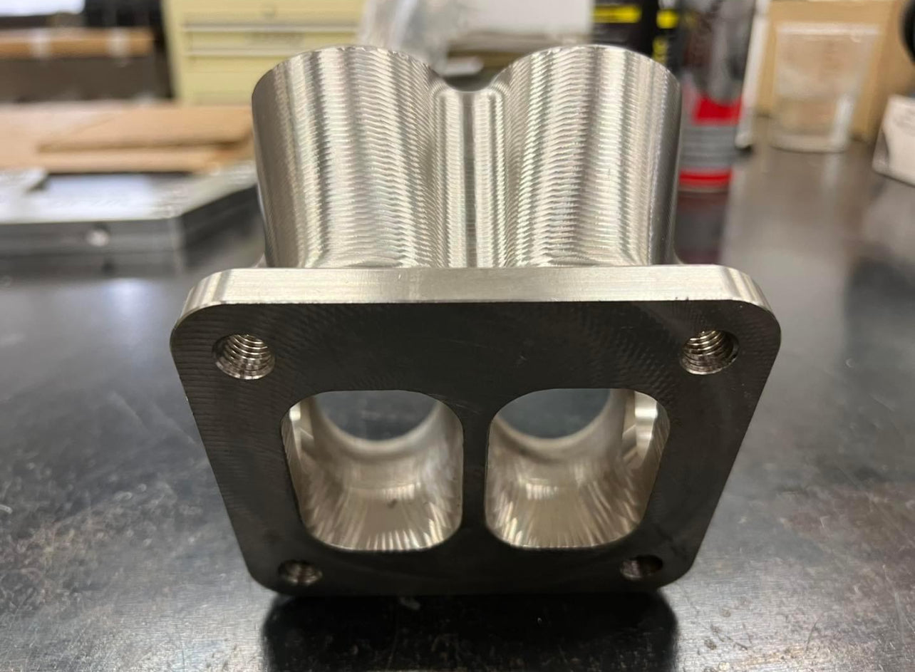 Elmer racing stainless steel billet 6cyl collector. Twin scroll T4.